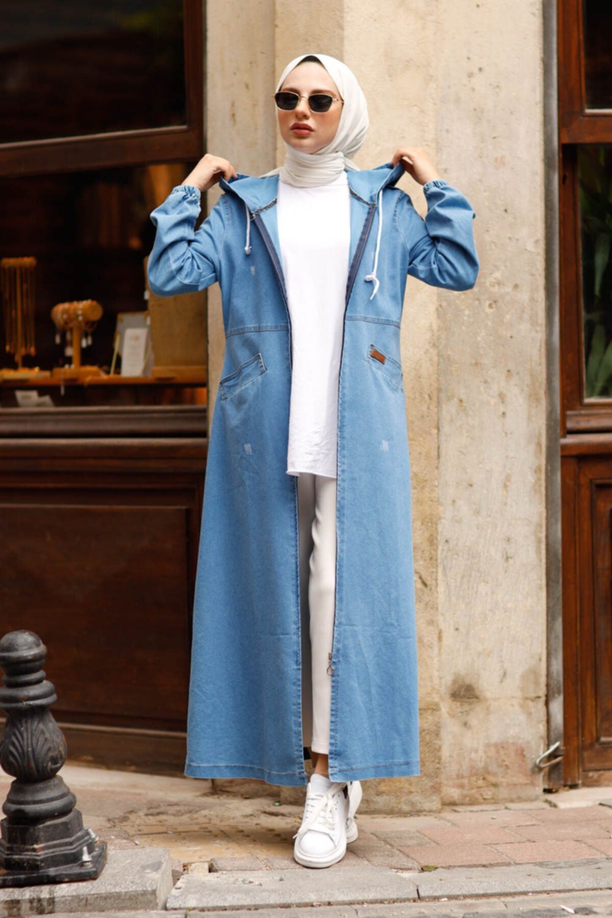 Aylin Denim Hoodie Abaya