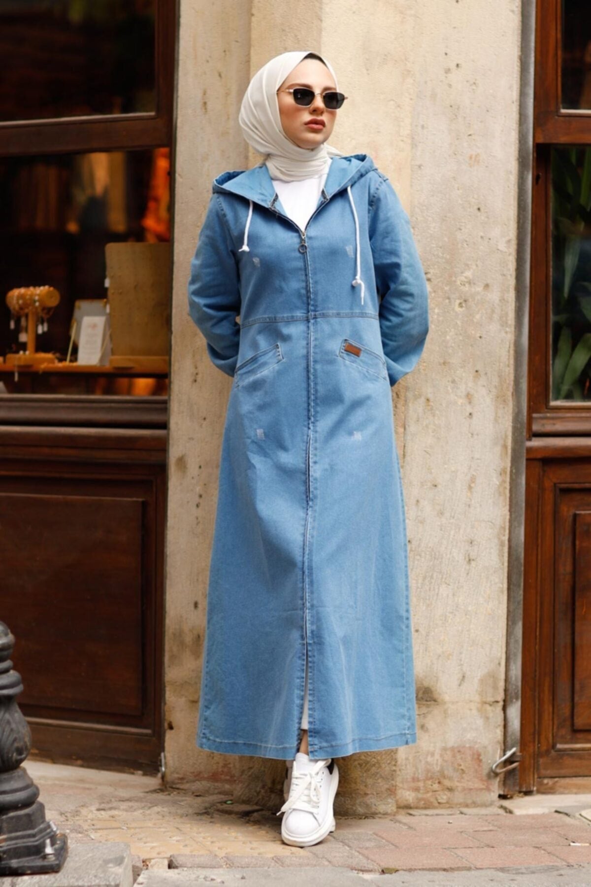 Aylin Denim Hoodie Abaya