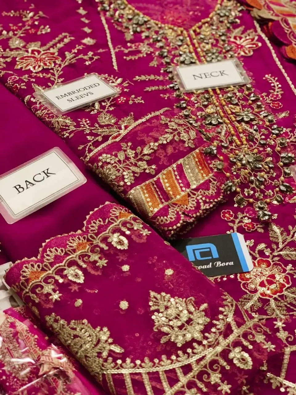 Ombré Pink Embroidered Dress 3 Pcs Unstitched