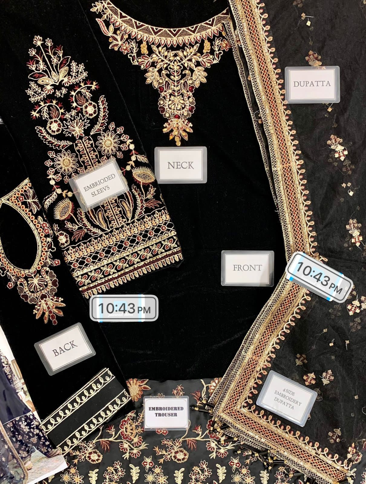 Designer wear Embroidered Velvet Suit 3 Pcs Unstitched