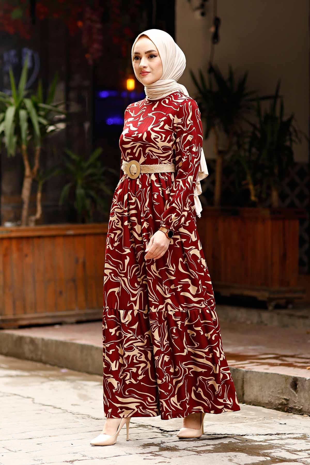 Wave PatternTurkish Abaya Dress