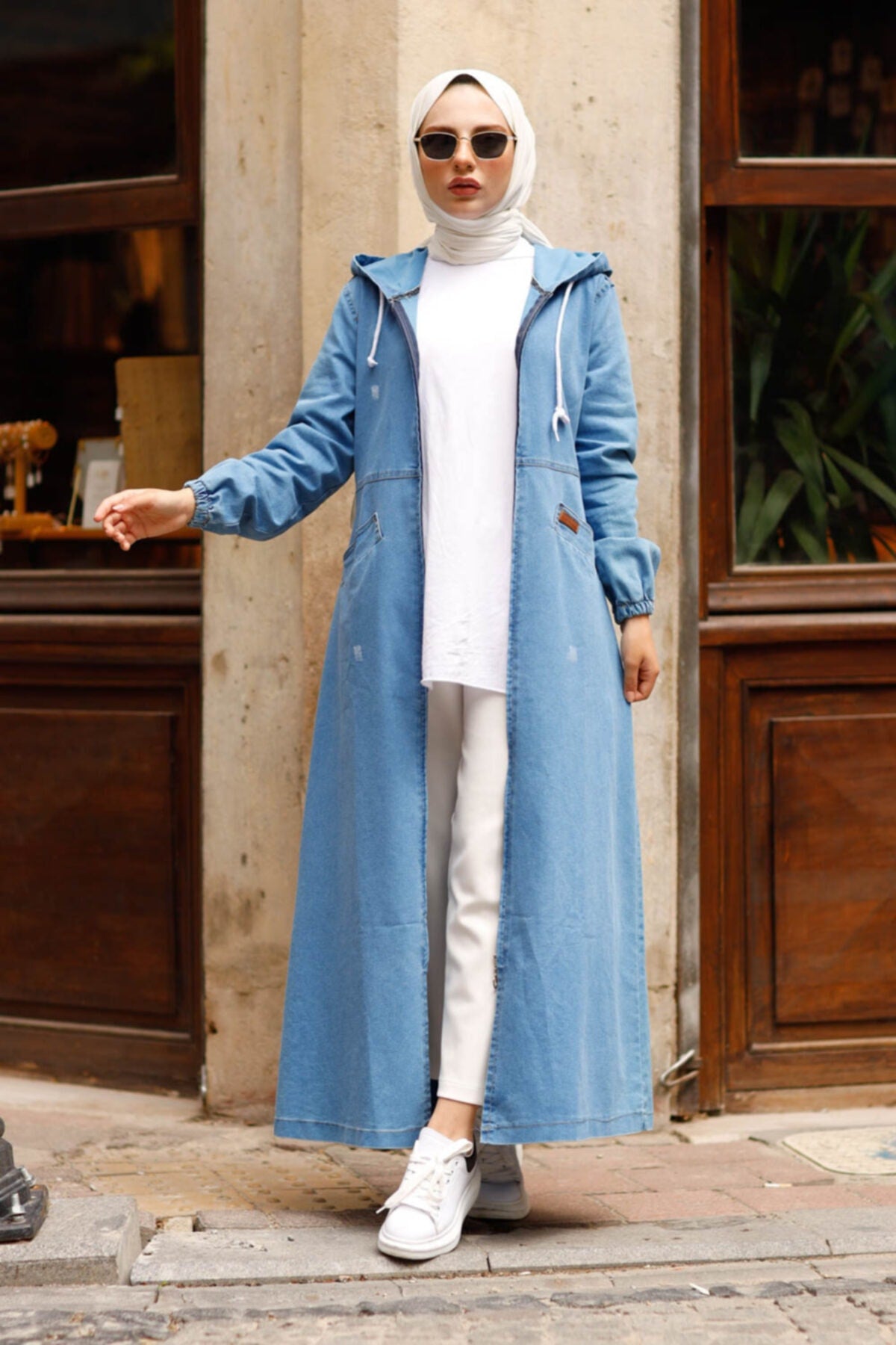 Aylin Denim Hoodie Abaya