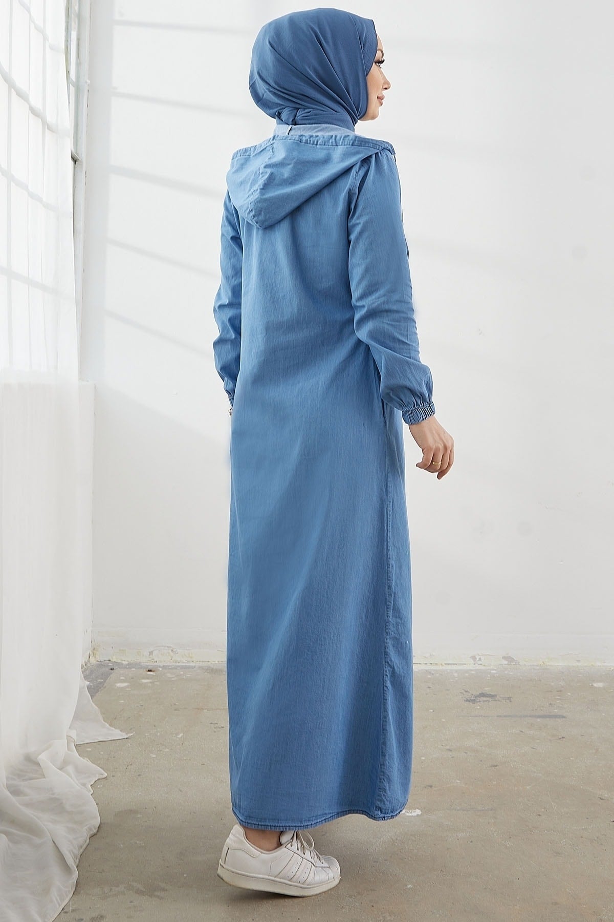 Elmas Denim Hoodie Abaya