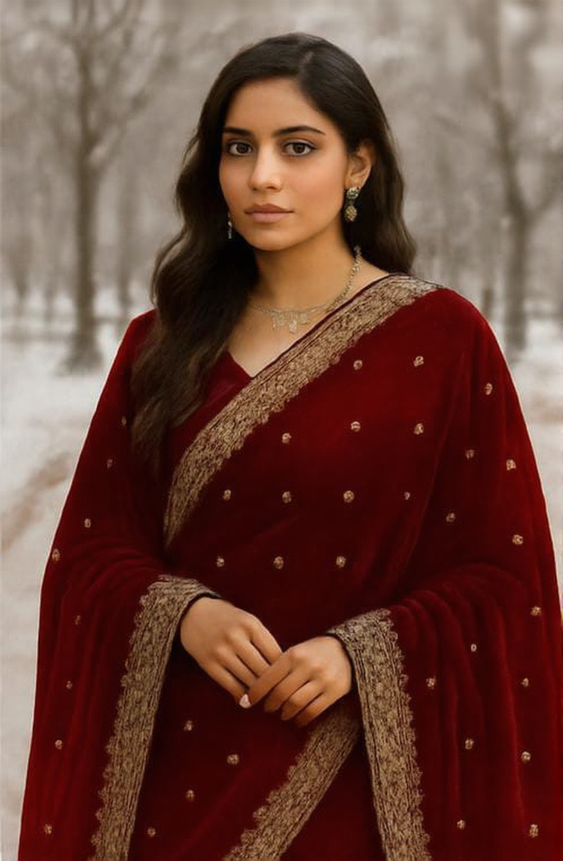 Embroidered Velvet Shawl