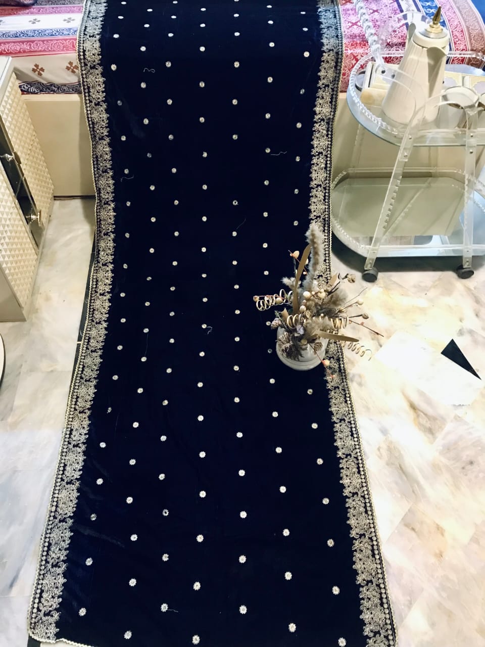 Embroidered Velvet Shawl