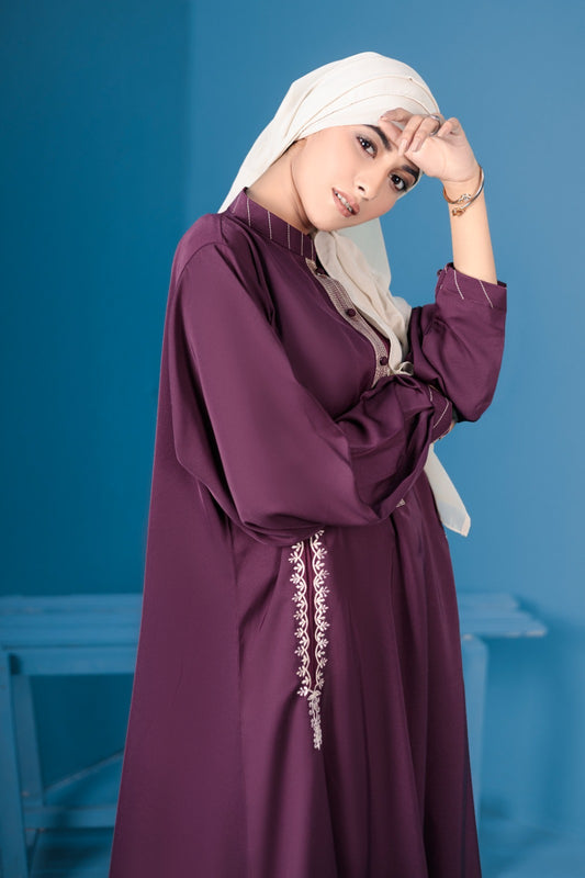 Embroided Purple Abaya