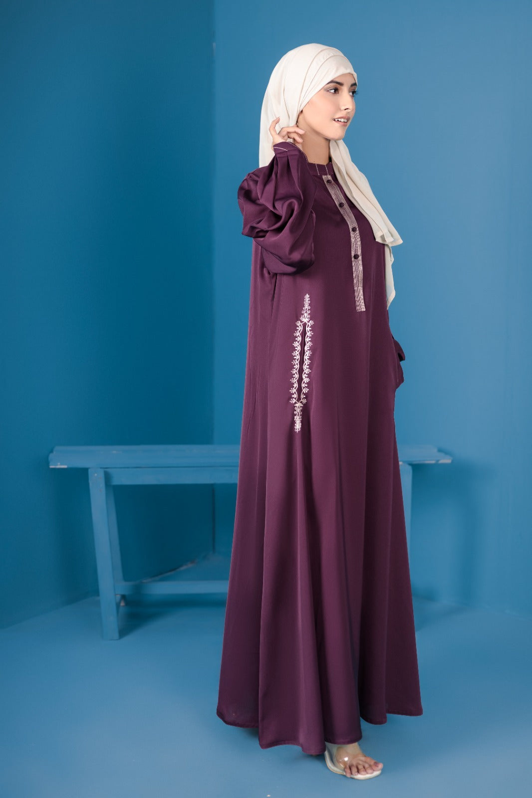 Embroided Purple Abaya