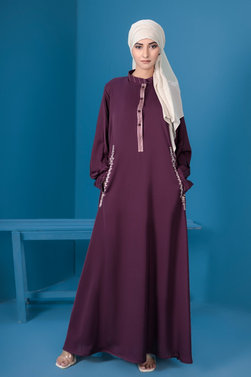 Embroided Purple Abaya