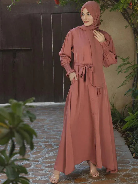 Onion Pink Maxi Abaya