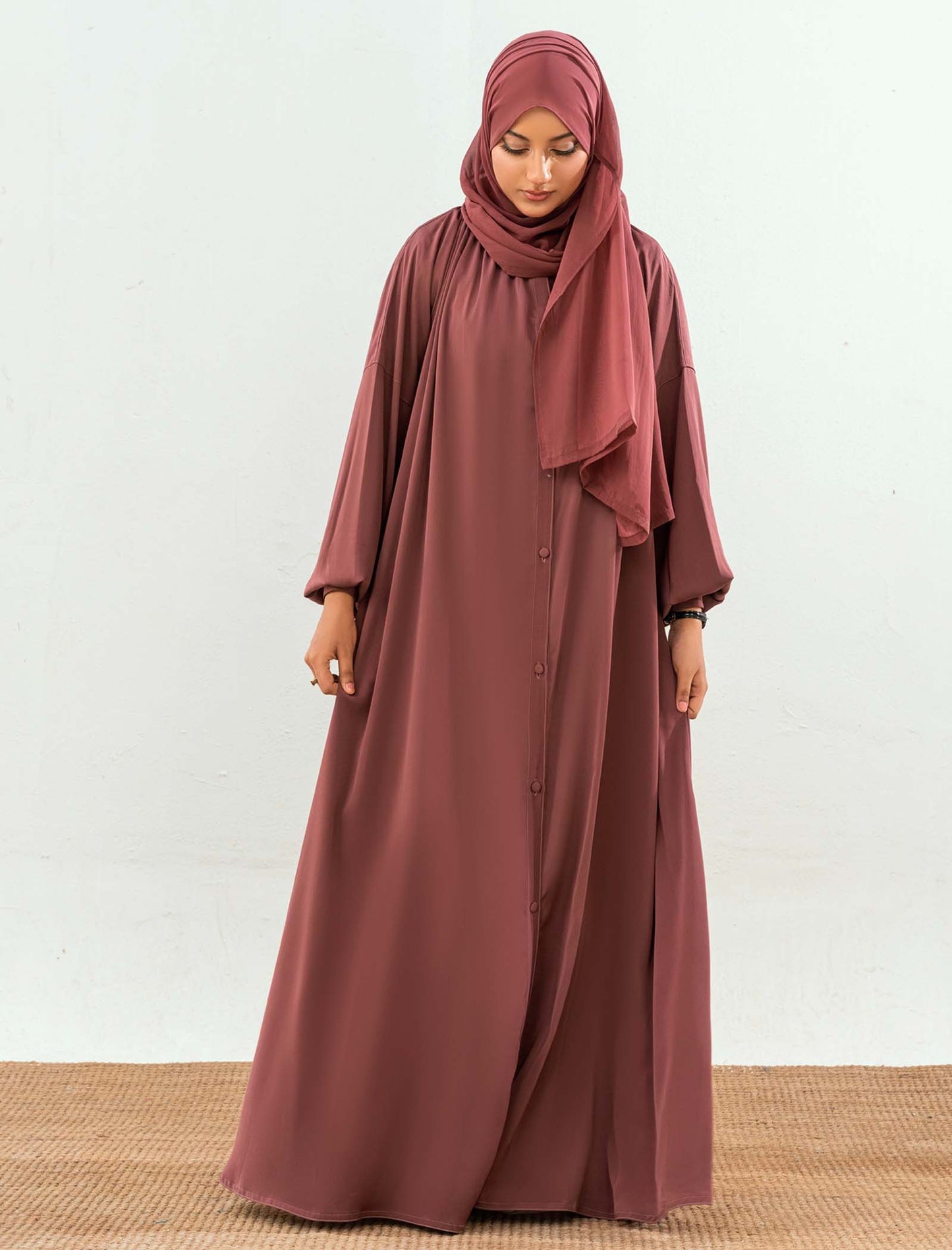 Deep Rose Modest Abaya Dress