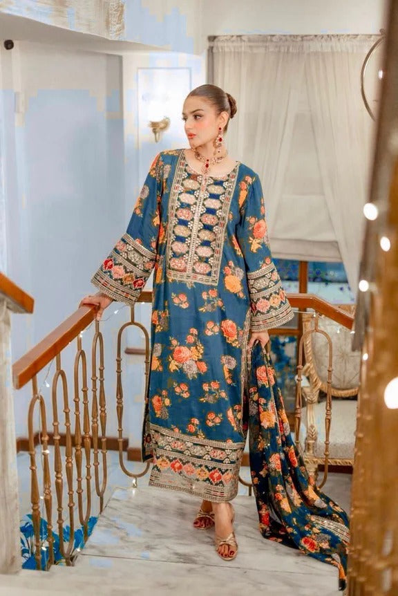 Floral Embroidered Shalwar Kameez 3 Pcs Unstitched suit – Viral Kareena Kapoor Dress