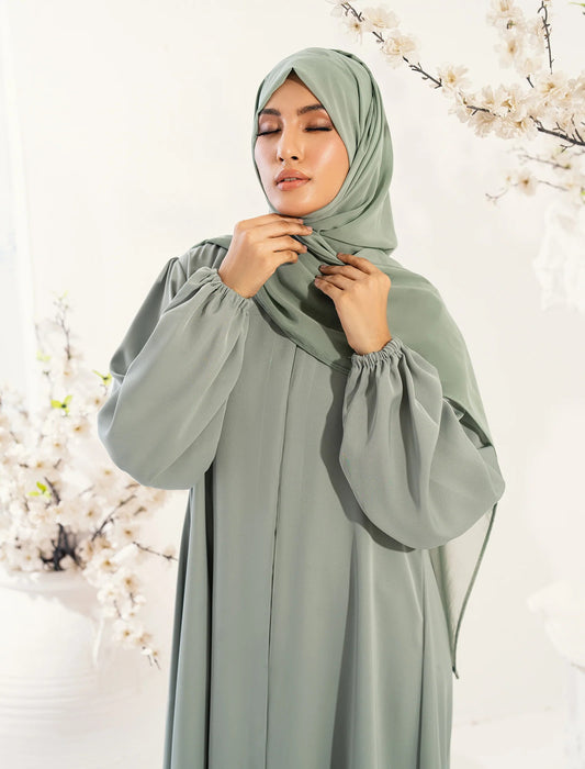 Dusty Mint Front Open Abaya