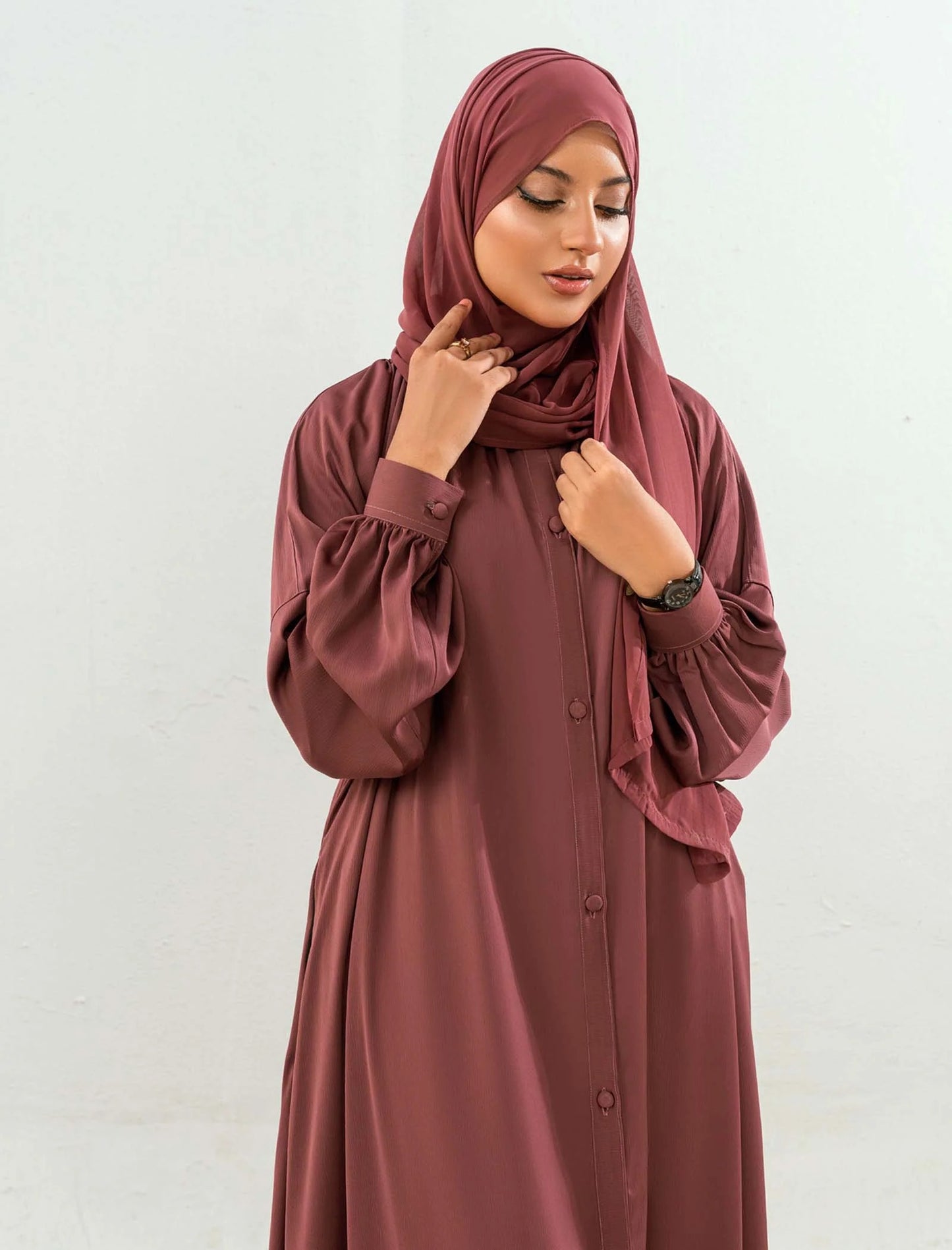 Deep Rose Modest Abaya Dress