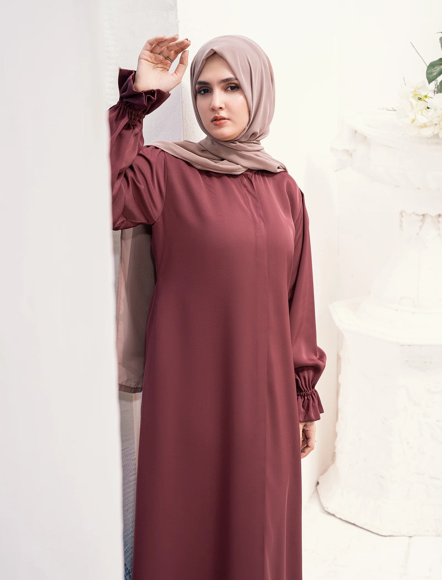 Dusty Maroon Kimono Abaya