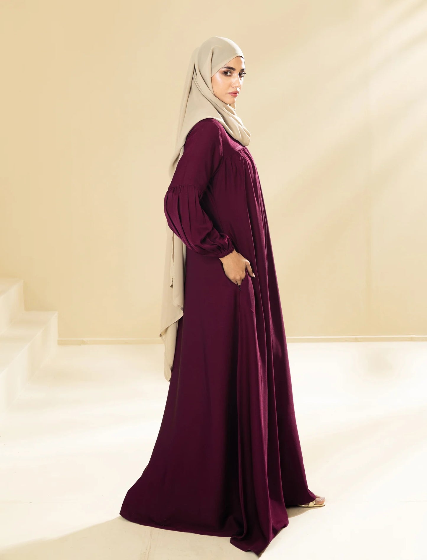 Deep Wine Modest Abaya