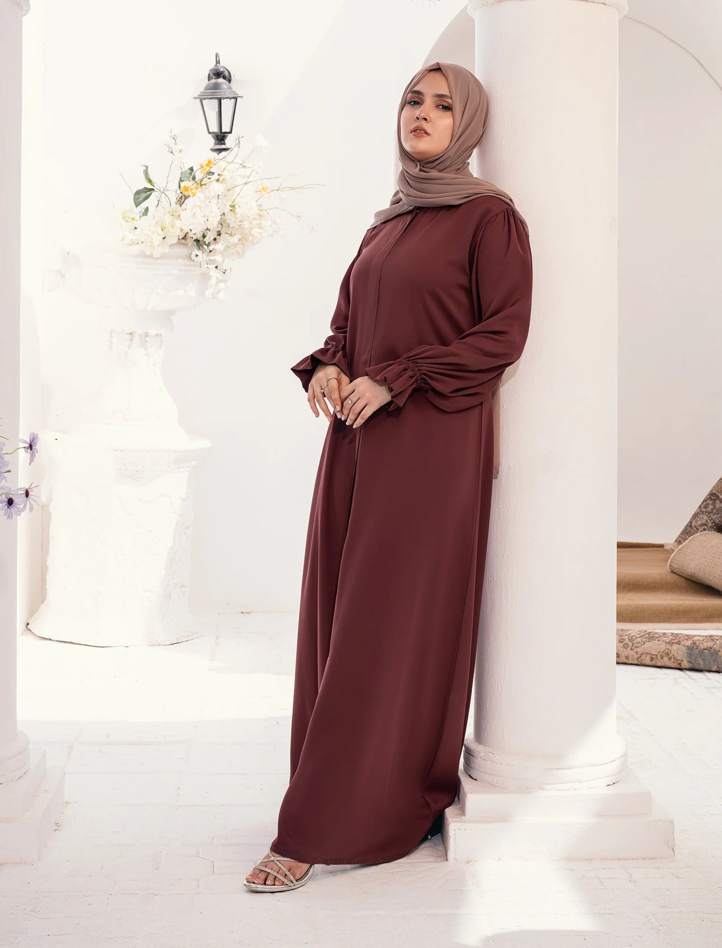 Dusty Maroon Kimono Abaya
