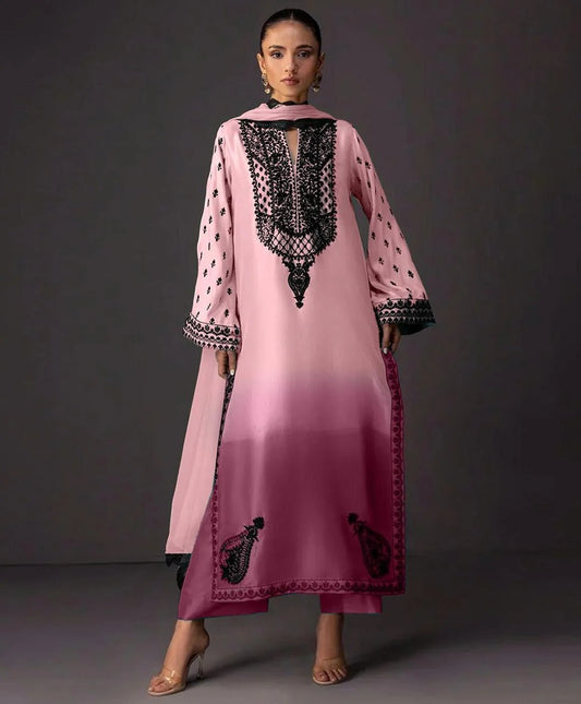 Dual Tone Charmuse Silk Shalwar Kameez Dress 3 Pcs Unstitched