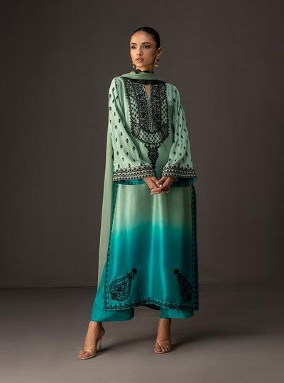 Dual Tone Charmuse Silk Shalwar Kameez Dress 3 Pcs Unstitched