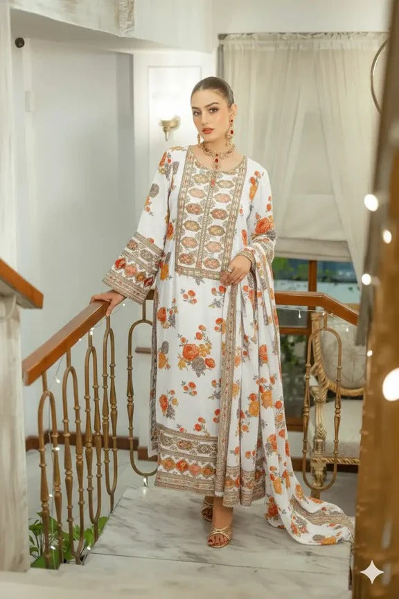 Floral Embroidered Shalwar Kameez 3 Pcs Unstitched suit – Viral Kareena Kapoor Dress