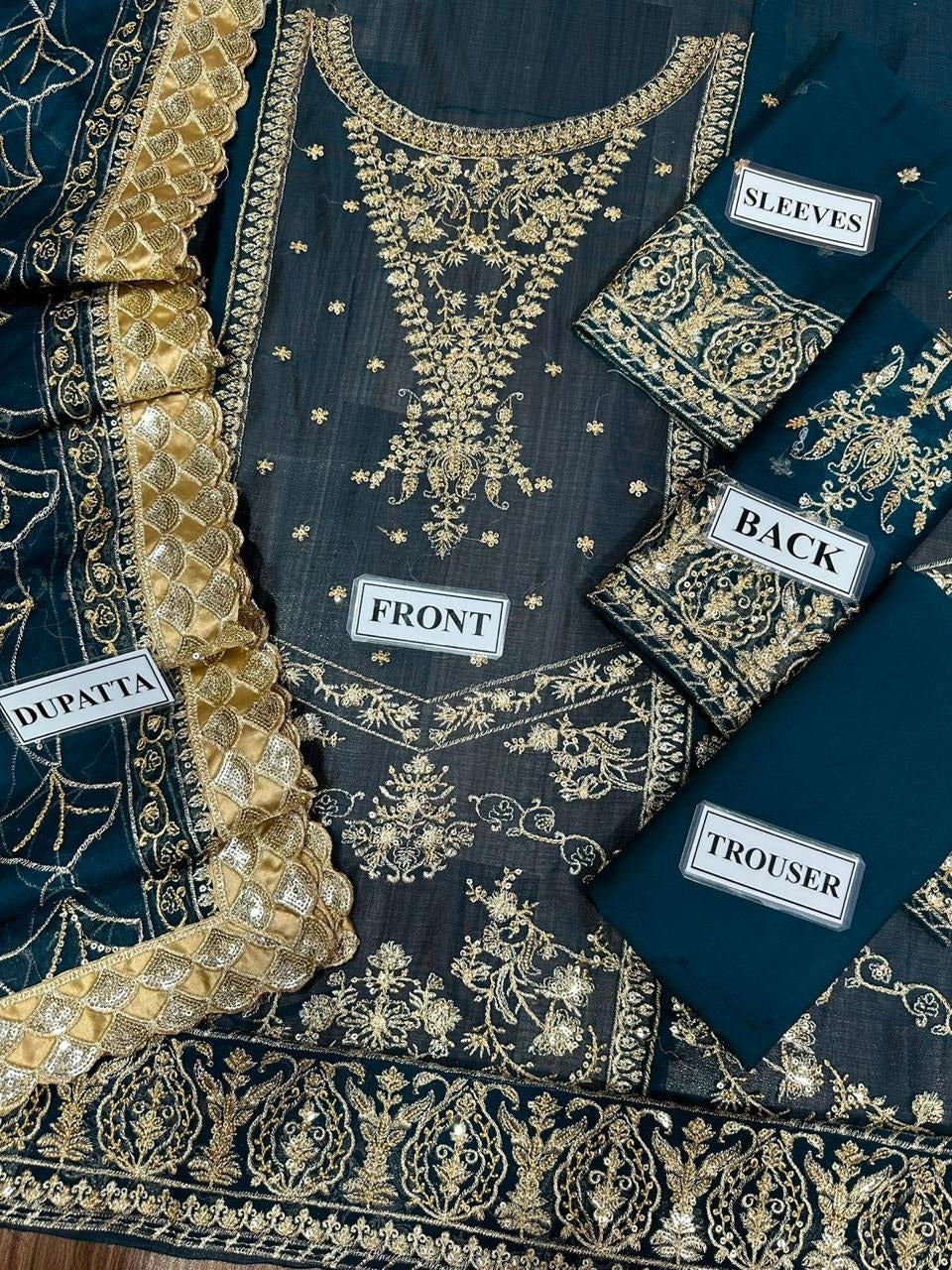 Embroided Designer wear Dress 3 Pcs Unstitched