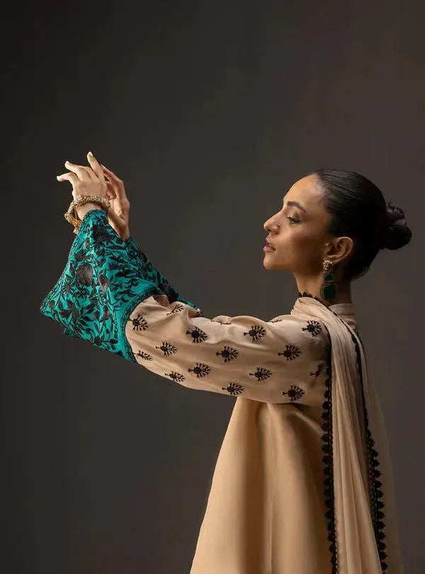 Two Tone Printed charmeuse Silk Shalwar Kameez 3 Pcs Unstitched Dress