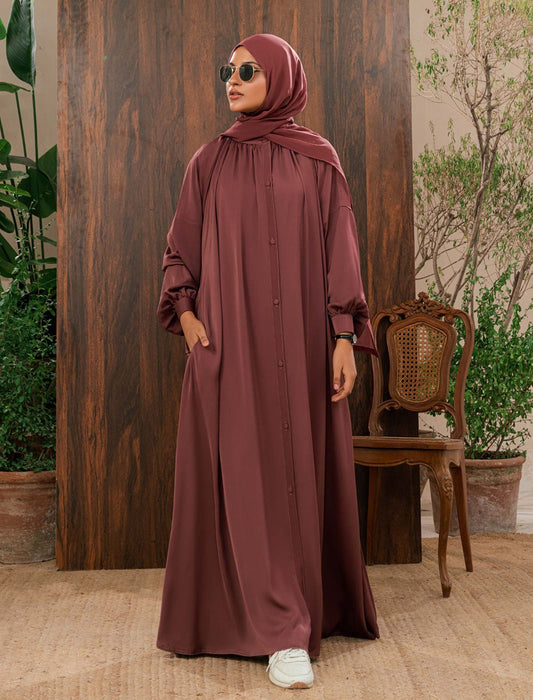 Deep Rose Modest Abaya Dress