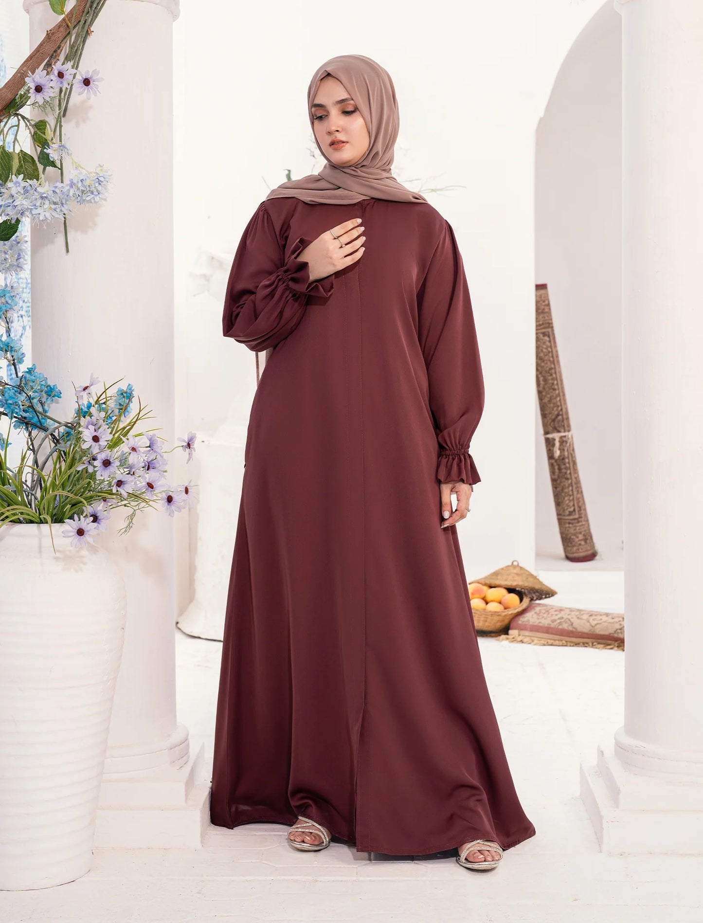 Dusty Maroon Kimono Abaya