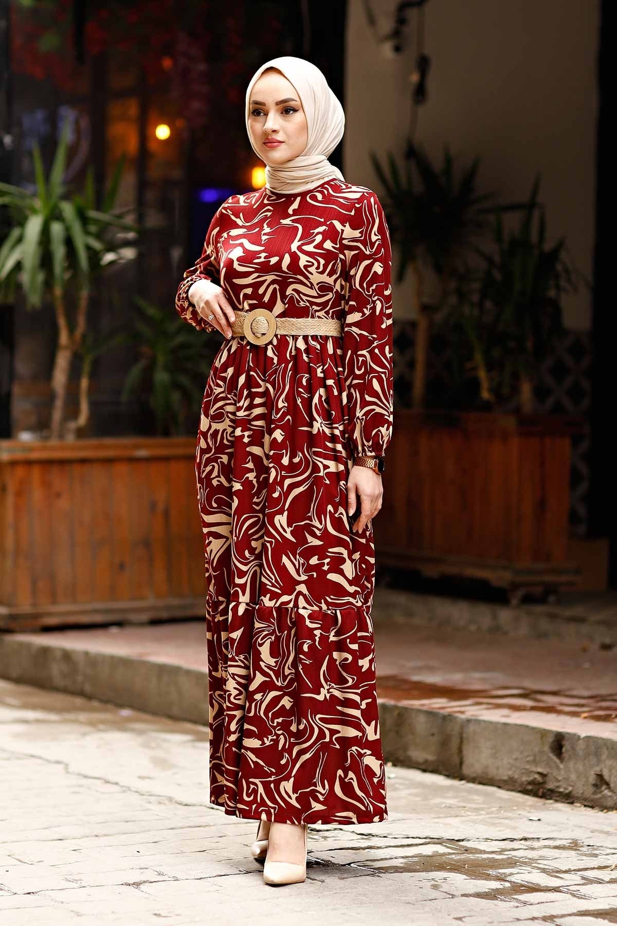 Wave PatternTurkish Abaya Dress