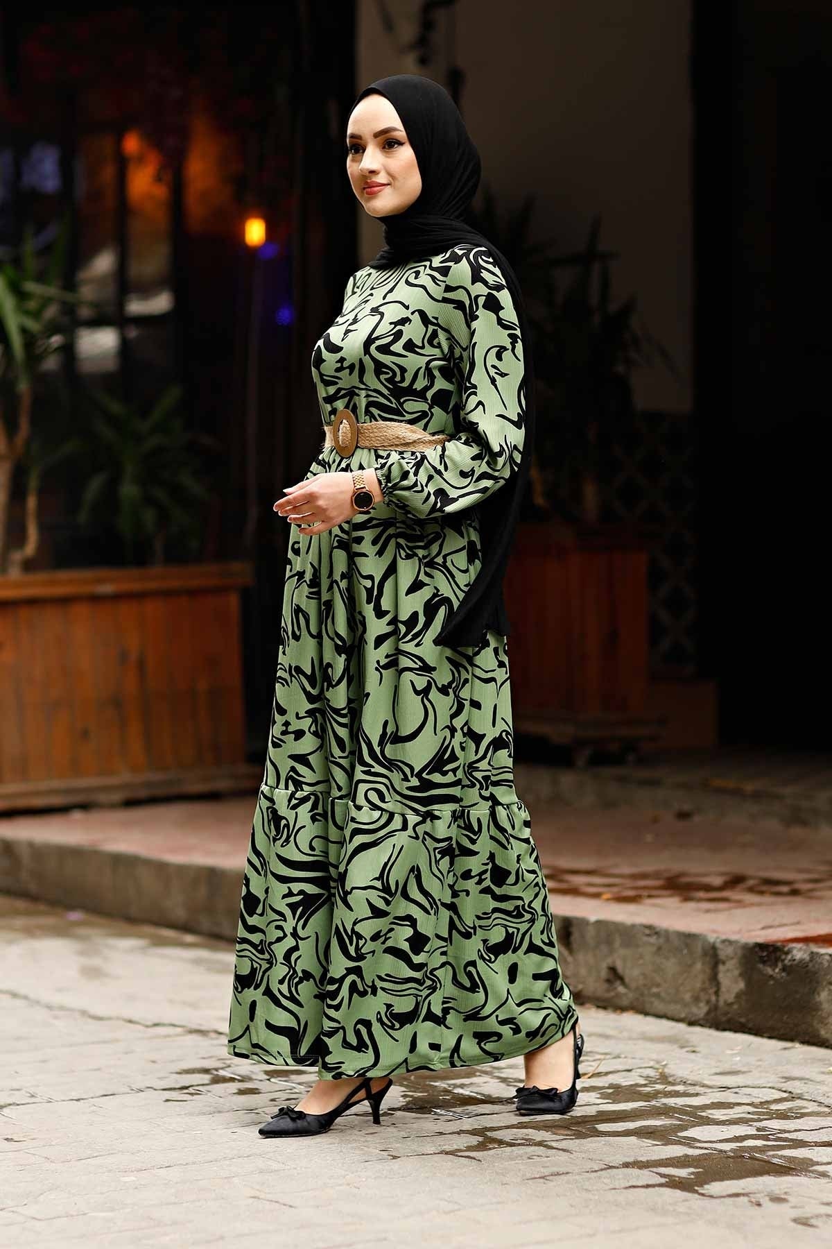 Wave PatternTurkish Abaya Dress