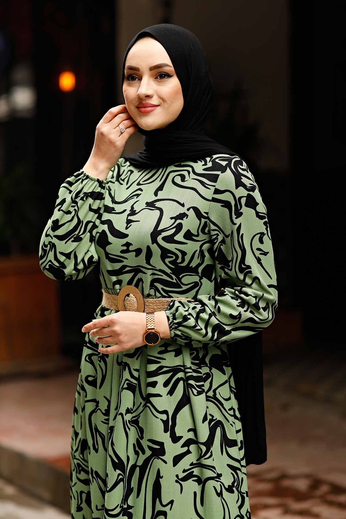 Wave PatternTurkish Abaya Dress