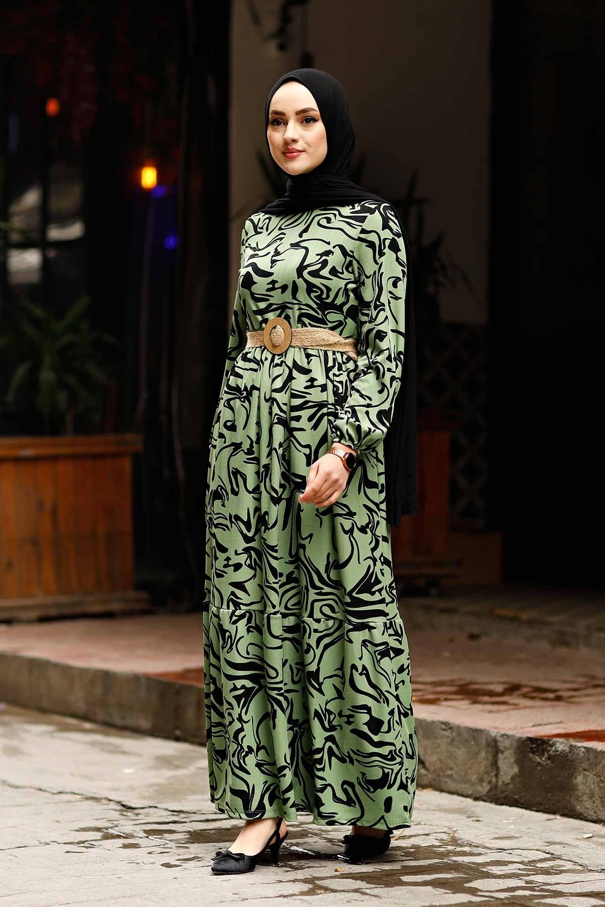 Wave PatternTurkish Abaya Dress