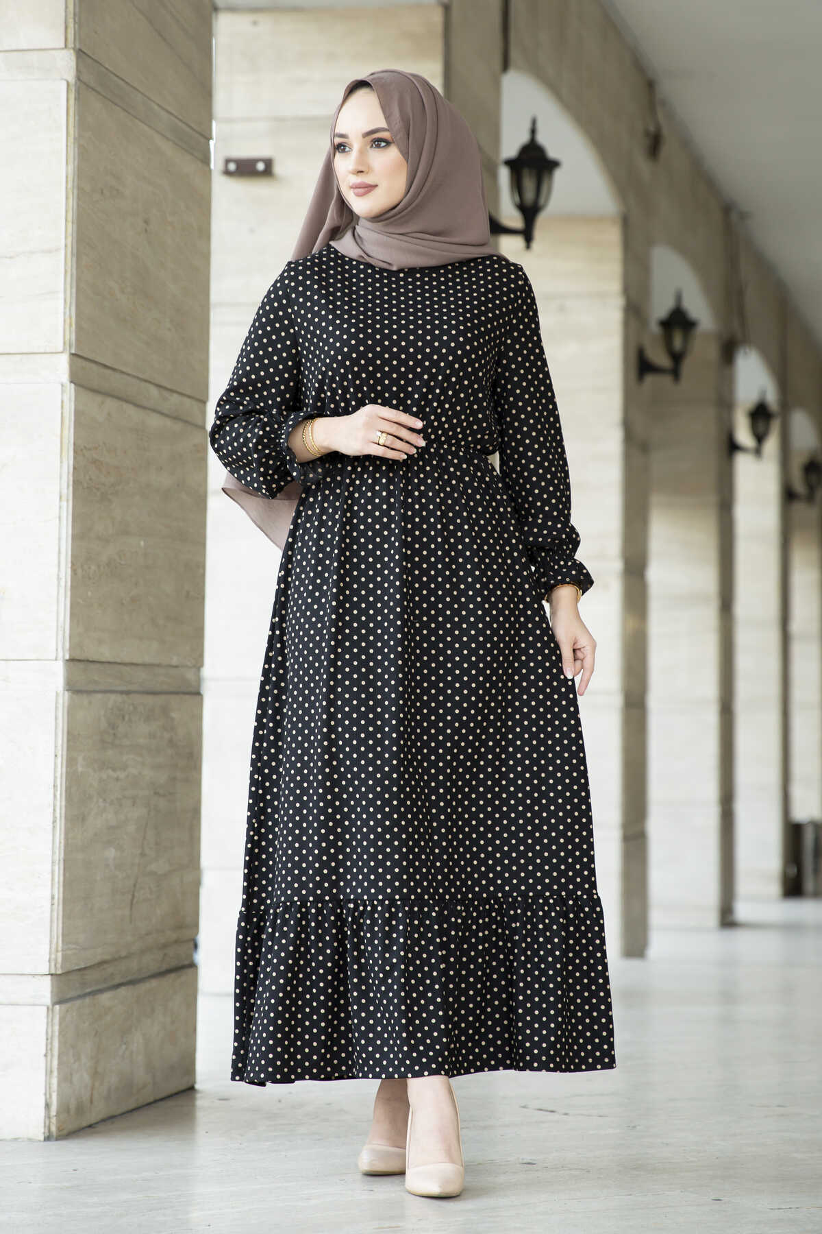 fitted lace wedding dress Cozy Winter Abaya for Women – LM075 Knitted Maxi Dress Almond / Xs/S main image 0
