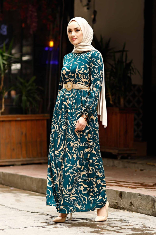 Wave PatternTurkish Abaya Dress