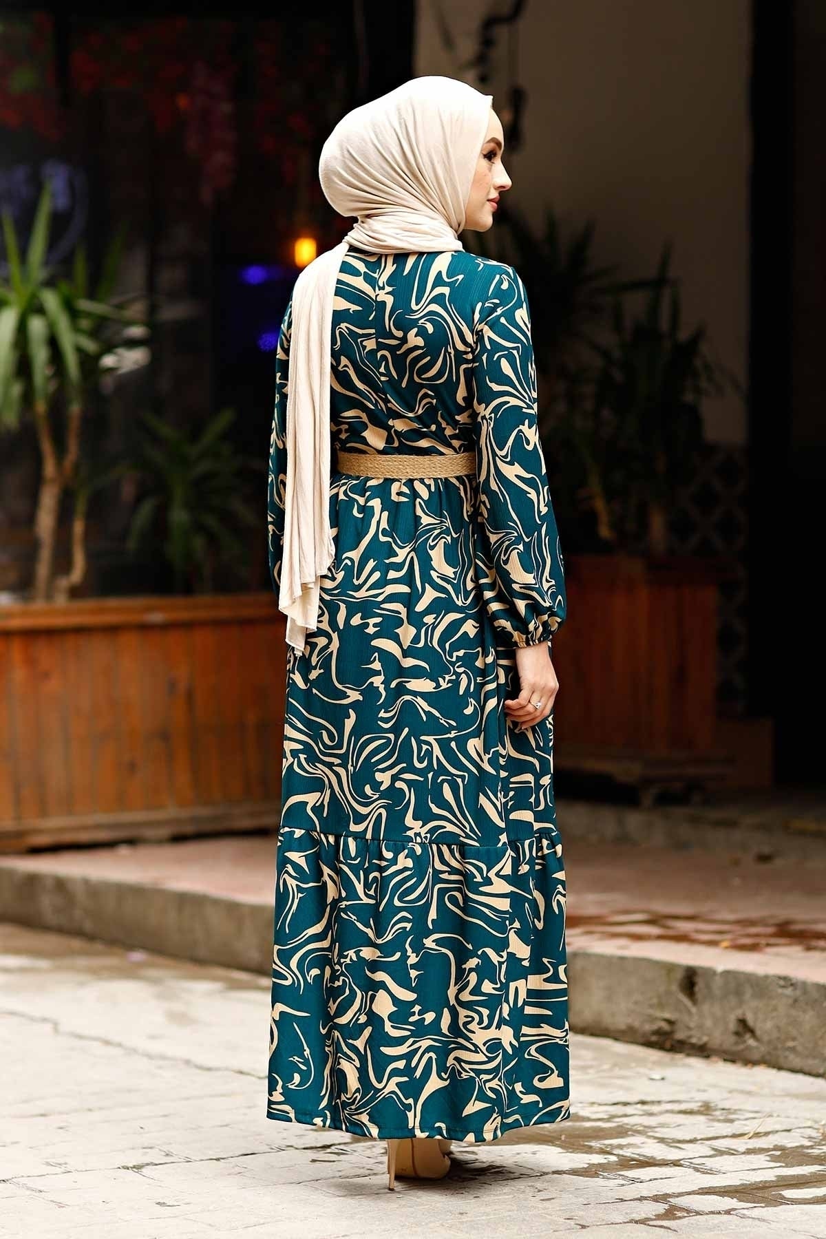 Wave PatternTurkish Abaya Dress