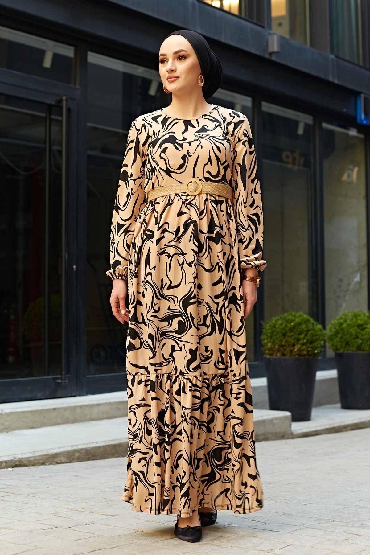 Wave PatternTurkish Abaya Dress