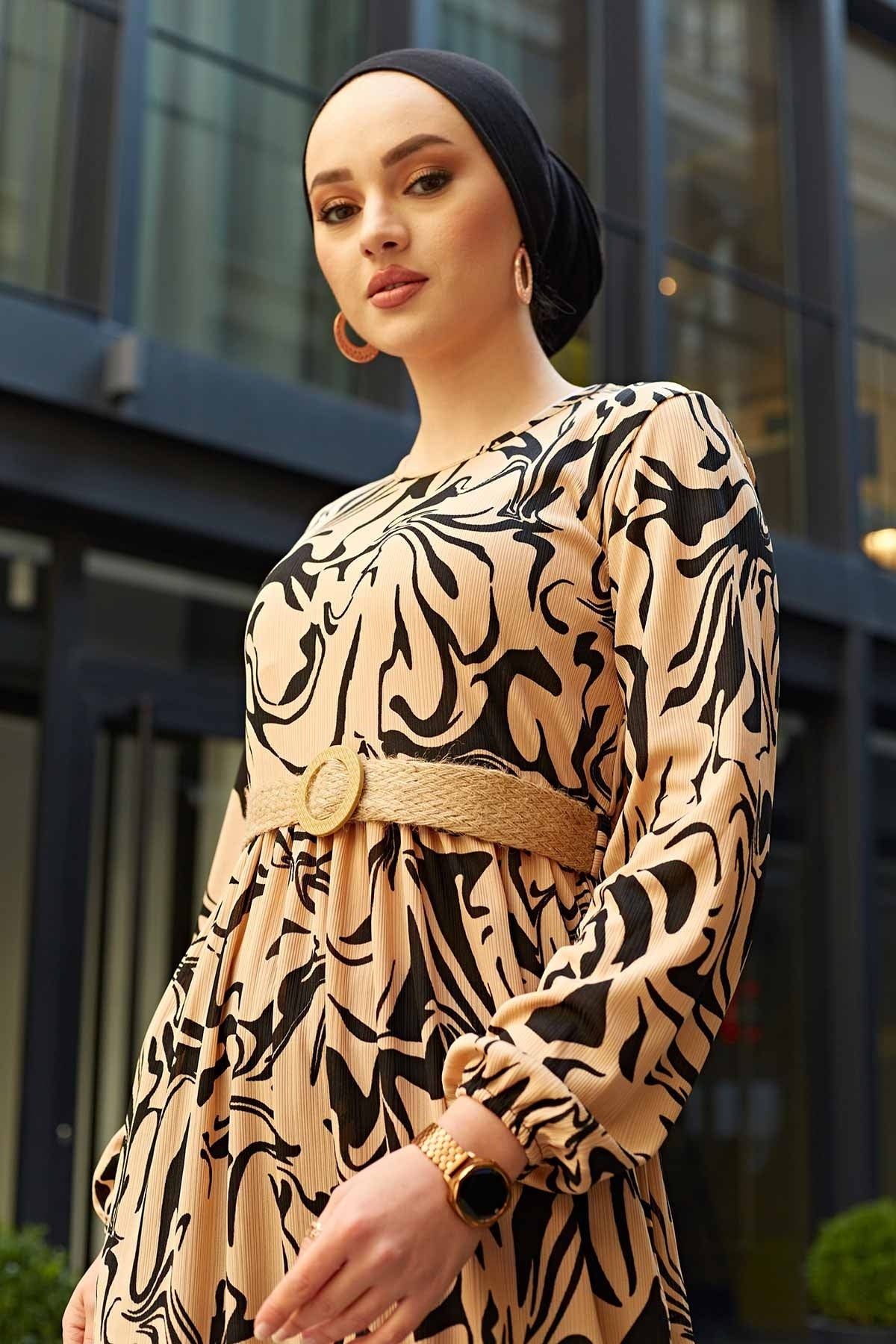 Wave PatternTurkish Abaya Dress