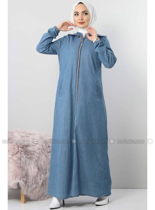 Sofia Denim Hoodie Abaya