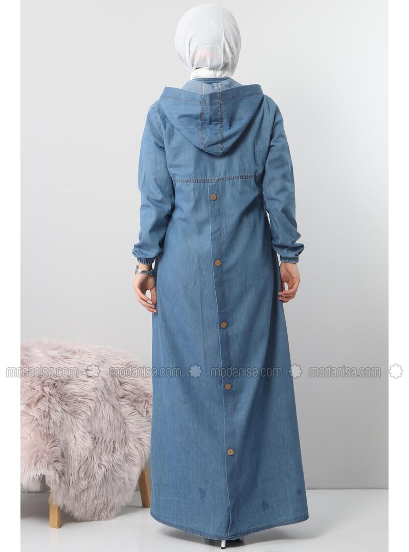 Sofia Denim Hoodie Abaya